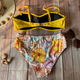 Bikini Push-Up Amarillo Floreado