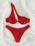 Bikini Cintura baja Tirante Cruzado Rojo