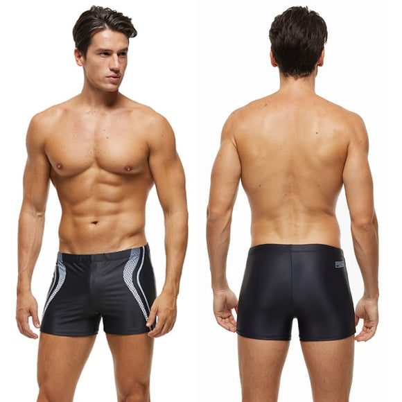 Traje de baño Caballero Short Negro Ondas Ajustado