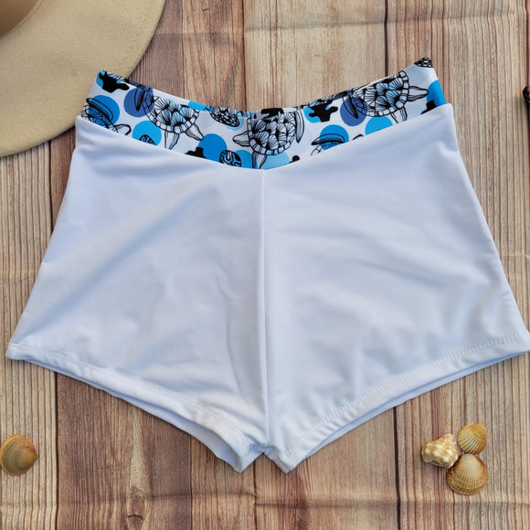 Short de Bikini DESIRE Blanco con Pretina Tortugas Dama