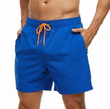 Traje de baño Caballero Short Azul Cinta Naranja Neón