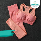 Conjunto Deportivo Top + Legging Franjas Peach and Rose