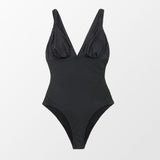 Monokini Negro Escote en V con Vuelos