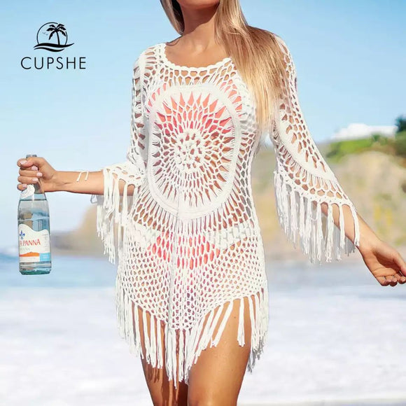 Salida Vestido Tejido Mandala Blanca