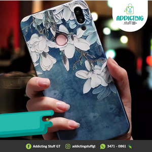 Case Azul Flores Blancas para Huawei