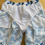 Traje de Baño Short para Caballero Blanco Palmeras Azules