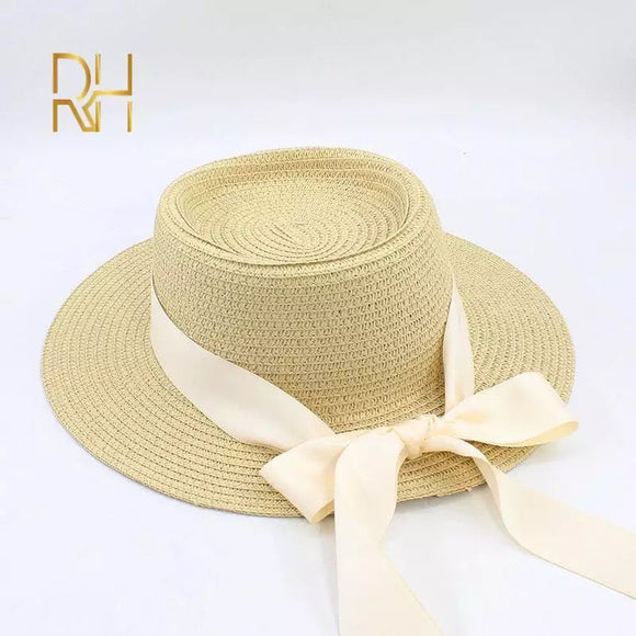 Sombrero de Paja con Moña Beige