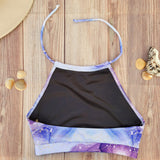 Top de Bikini Cuello Halter DESIRE Marmoleado Lila y Morado Niña