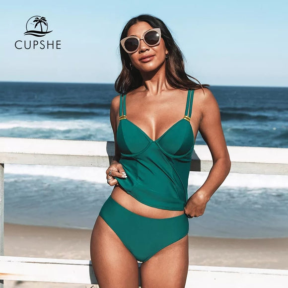 Tankini Tirantes Doble Verde Cintura Media (Oferta)