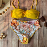 Bikini Push-Up Amarillo Floreado