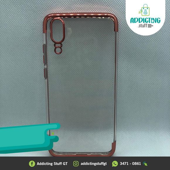 Case Transparente con Orilla Rosa para Huawei