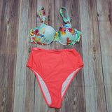 Bikini Bottom Naranja Neon Top Floreado