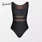 Monokini Negro con Malla y Franjas