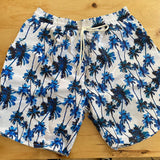 Traje de Baño Short para Caballero Blanco Palmeras Azules