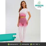 Conjunto Deportivo Croptop + Legging Rosa/Corinto