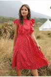 Vestido Corto Rojo con Corazones Blancos