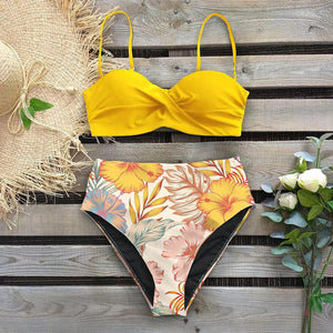 Bikini Push-Up Amarillo Floreado