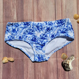 Bottom de Bikini CIntura Alta Niña DESIRE Blanco Rosas Azules