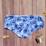 Bottom de Bikini CIntura Alta Niña DESIRE Blanco Rosas Azules