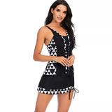 Tankini Tirante Negro/Blanco Vestido Triángulo