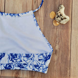 Top de Bikini Cuello Halter DESIRE Rosas Azules Niña