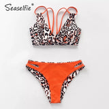 Bikini Cintura Baja Leopardo Naranja Reversible