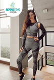 Conjunto Deportivo Legging + Top Gris camuflaje