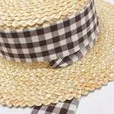 Sombrero de Paja con Moña Cuadriculada Neg/Bla
