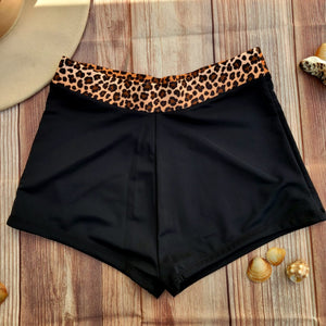 Short de Bikini DESIRE Negro con Pretina de Leopardo Dama