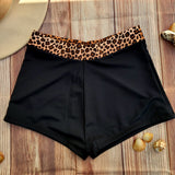 Short de Bikini DESIRE Negro con Pretina de Leopardo Dama