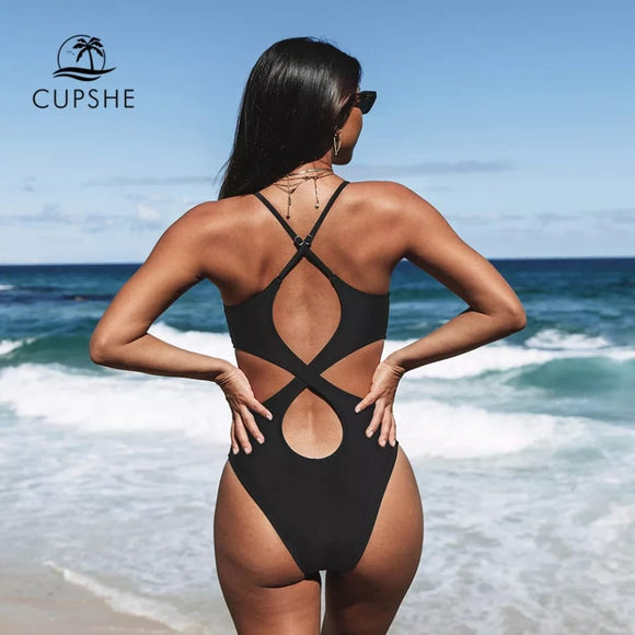 Monokini Negro Espalda Cruzada