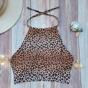 Top de Bikini Cuello Halter DESIRE Leopardo DAMA