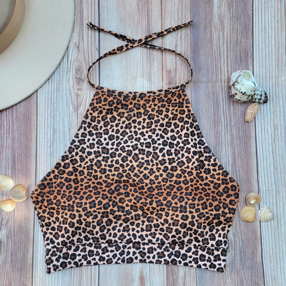 Top de Bikini Cuello Halter DESIRE Leopardo DAMA