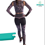 Conjunto Deportivo Legging + Top Rosa Camuflaje