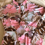 Monokini Manga Larga Blanco y Flores Rosas