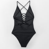 Monokini Negro Escote Cruzado