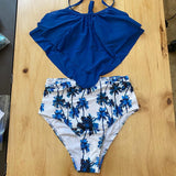 Bikini fam Top Vuelos Palmeras Azul Mom