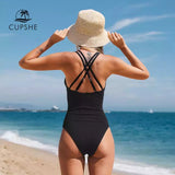 Monokini Negro Tirantes Doble Cruce Espalda