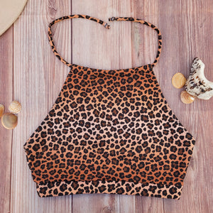 Top de Bikini Cuello Halter DESIRE Leopardo Niña