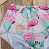 Bottom de Bikini Cintura Alta DESIRE Flamingos y Cactus DAMA