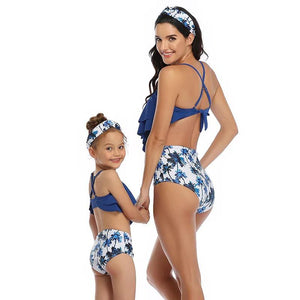 Bikini fam Top Vuelos Palmeras Azul Mom