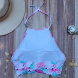 Top de Bikini Cuello Halter DESIRE Flamingos y Cactus DAMA