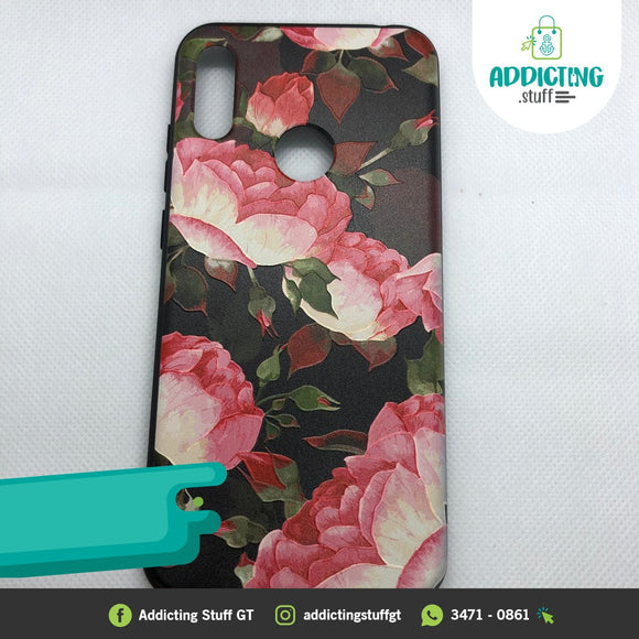 Case Negro Rosas para Huawei