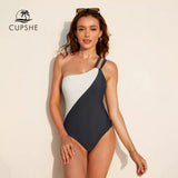 Monokini de un Hombro Blanco y Negro