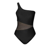 Monokini un Hombro Negro Con Malla