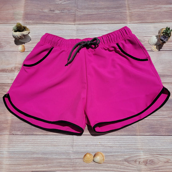 Short Bordes Redondos Negros DESIRE Dama Fucsia