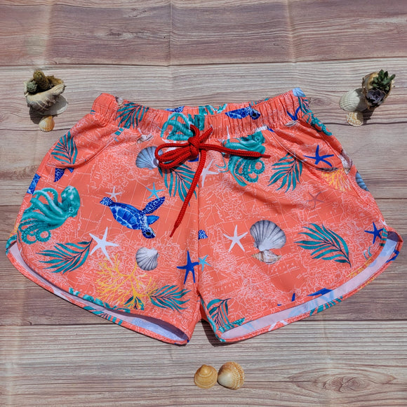 Short Bordes Redondos DESIRE Dama Rojo Mapa y Hojas