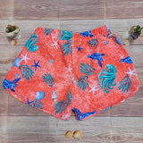 Short Bordes Redondos DESIRE Dama Rojo Mapa y Hojas