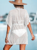 Salida Blanca Kimono Corto Patrones Circulares