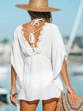 Salida Blanca Vestido Corto Orilla Floreada